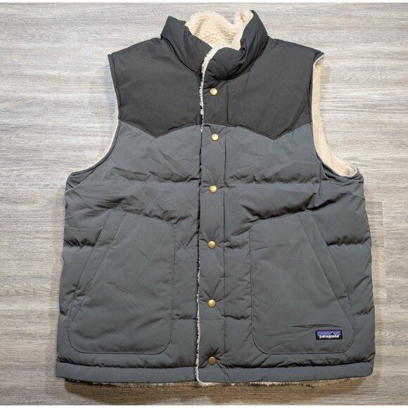 Patagonia Men's Reversible Bivy Down Puffer Vest Men's Large 27588 Forge Grey - Picture 1 of 10